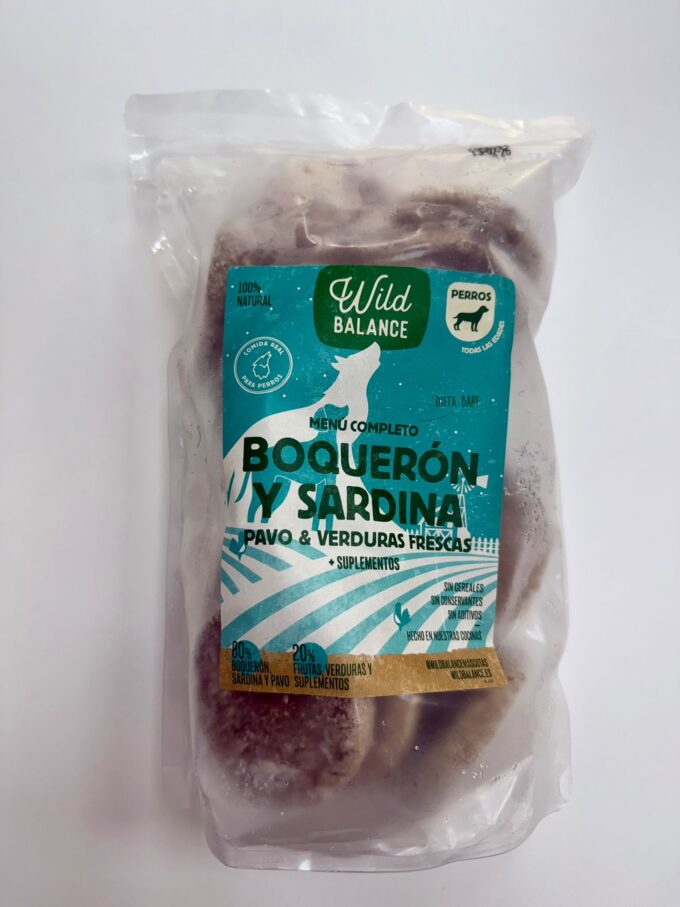 MENU BARF DE BOQUERÓN Y SARDINA EN PORCIONES